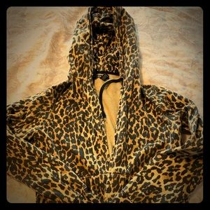 Lucky Brand Leopard Print ZIP-up Hoodie